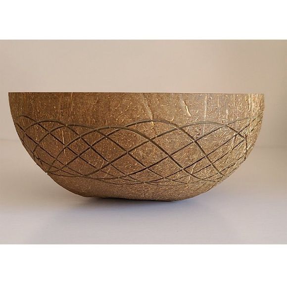 Coconut bowl With Rope Stand, natural handmade, eco friendly, vegan bowl, salad - Picture 1 of 6